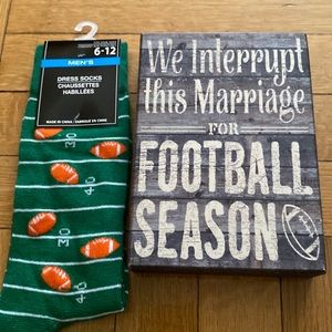 Football time—cute socks and a sign!